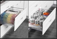 Space Saver Pull Out Storage Baskets / Silver Pull Out Baskets For Kitchen Cabinets